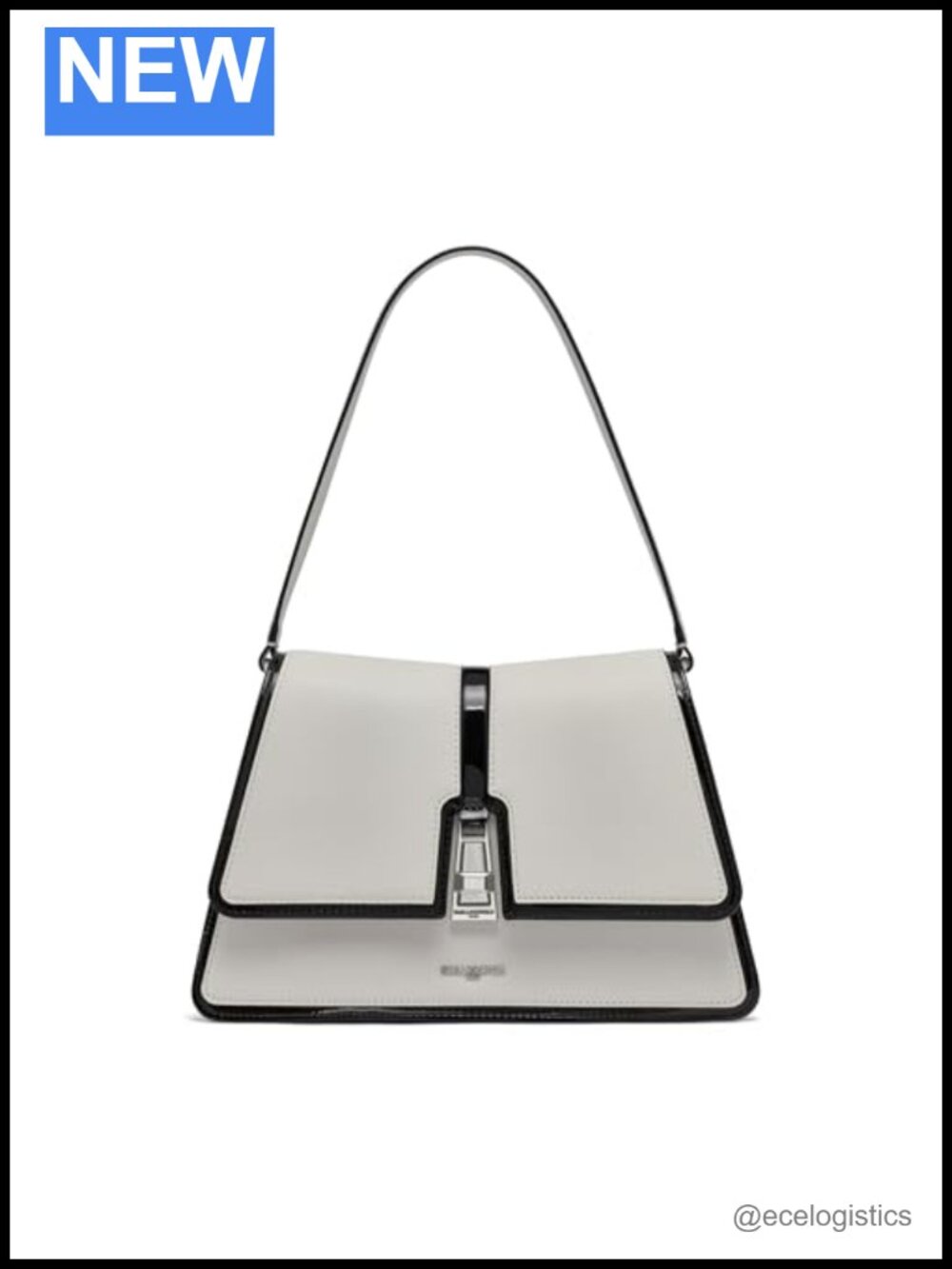 Karl Lagerfeld Mercerie Leather Satchel Shoulder Bag Twist Lock 2 Compartments